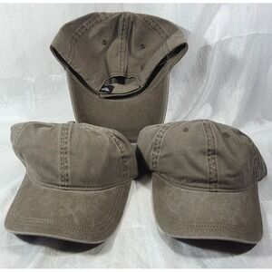 LOT: 3 Pacific Headwear 300WC Pigment Dyed Hook & Loop Adjustable Hats - Olive